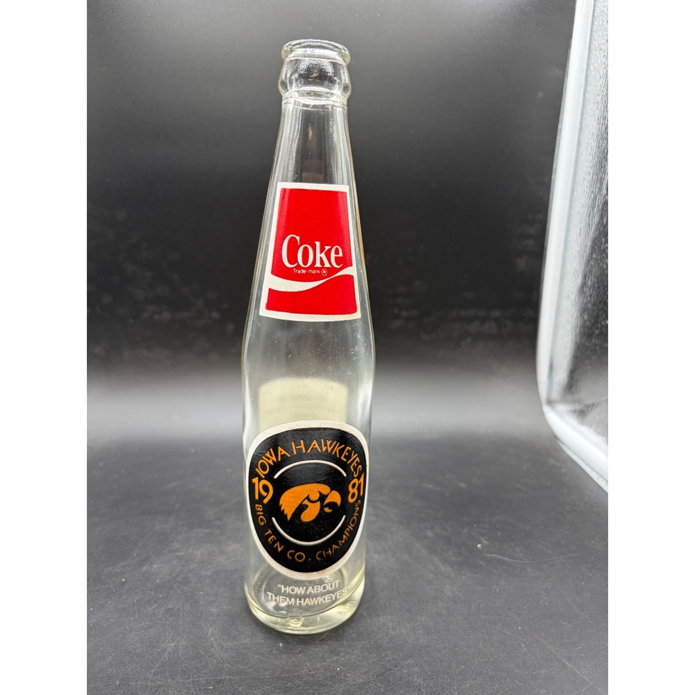 Vntg 1981 Iowa Hawkeyes Big Ten Champions 1982 Rose Bowl Coca-Cola Bottle 10oz